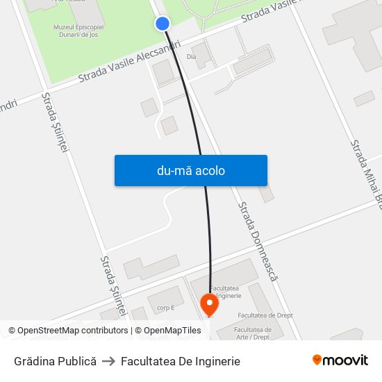 Harta de Grădina Publică către Facultatea De Inginerie