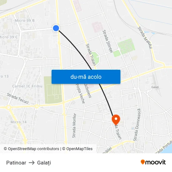 Harta de Patinoar către Galați