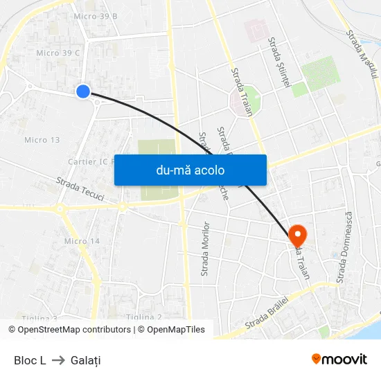 Harta de Bloc L către Galați