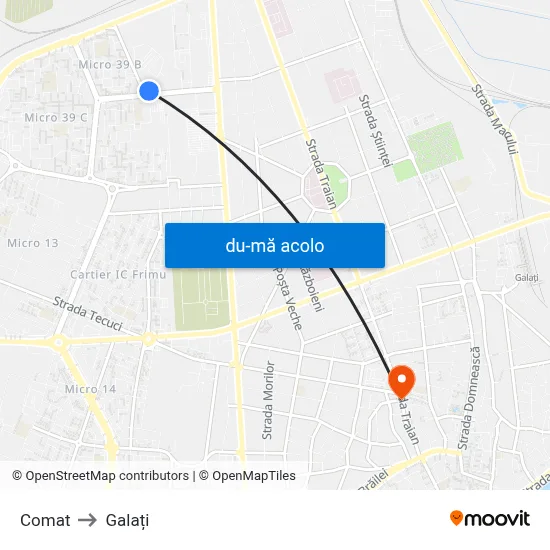 Harta de Comat către Galați
