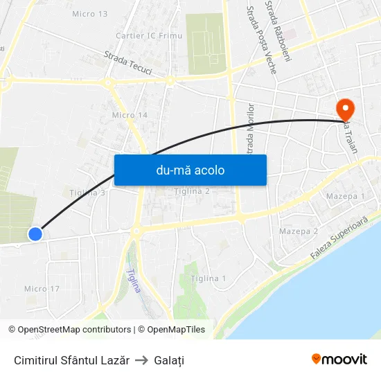 Harta de Cimitirul Sfântul Lazăr către Galați