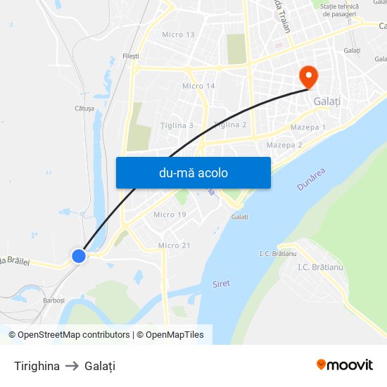 Harta de Tirighina către Galați