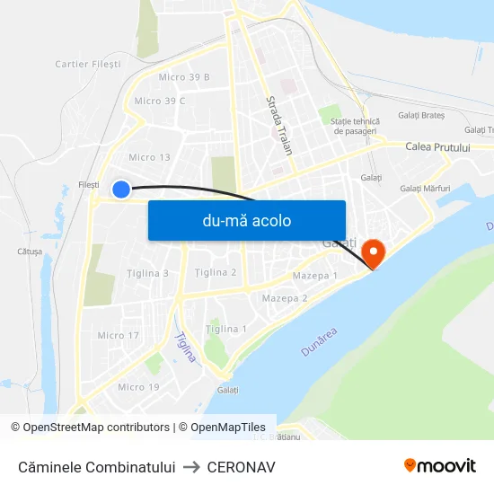 Harta de Căminele Combinatului către CERONAV