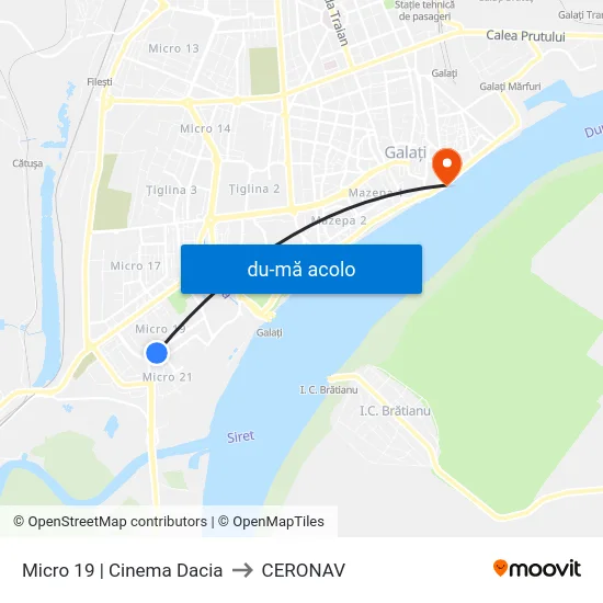 Harta de Micro 19 | Cinema Dacia către CERONAV