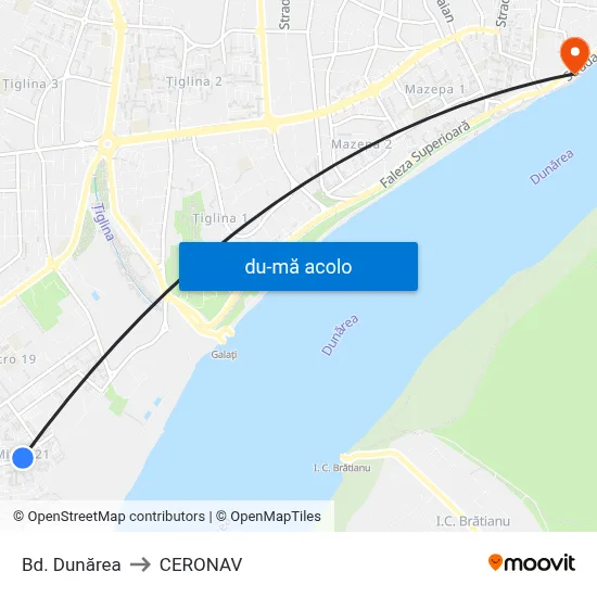 Harta de Bd. Dunărea către CERONAV