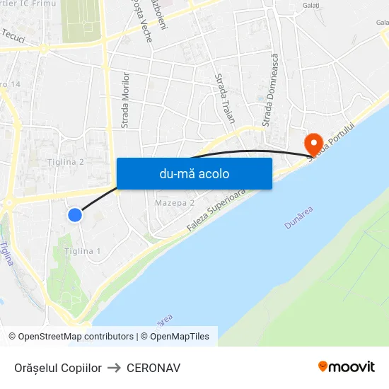 Harta de Orășelul Copiilor către CERONAV