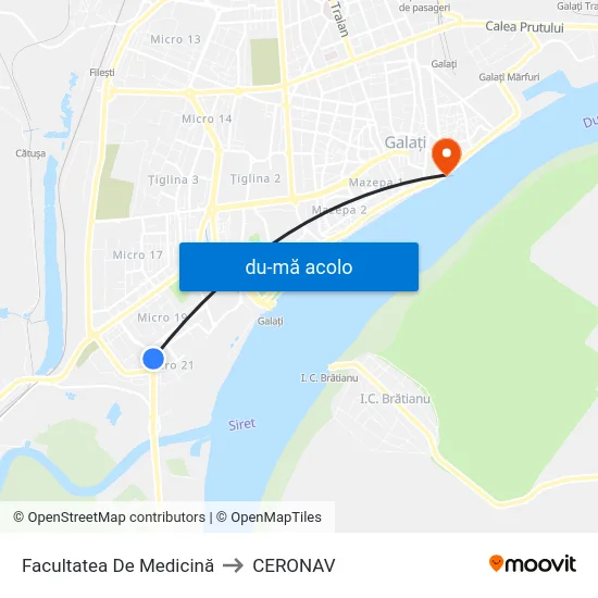 Harta de Facultatea De Medicină către CERONAV