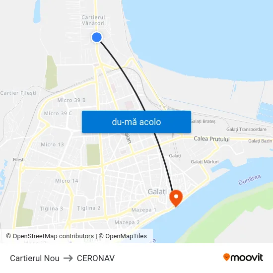 Harta de Cartierul Nou către CERONAV