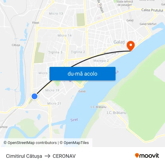 Harta de Cimitirul Cătușa către CERONAV