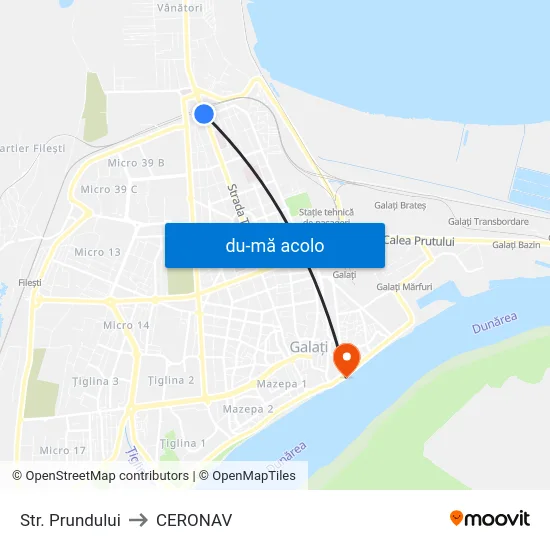 Harta de Str. Prundului către CERONAV