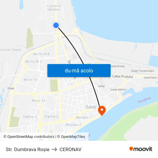 Harta de Str. Dumbrava Roșie către CERONAV