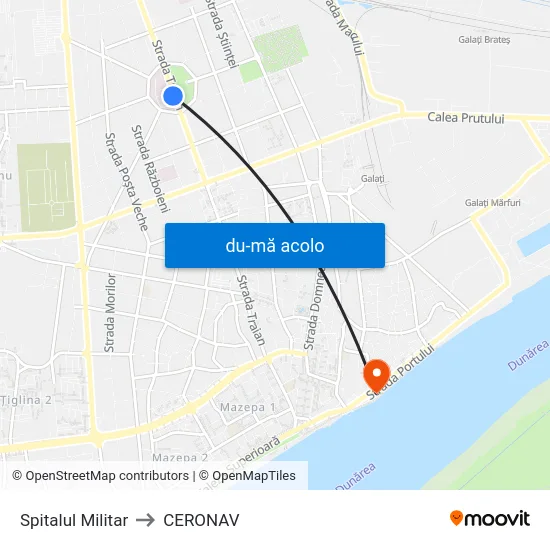 Harta de Spitalul Militar către CERONAV