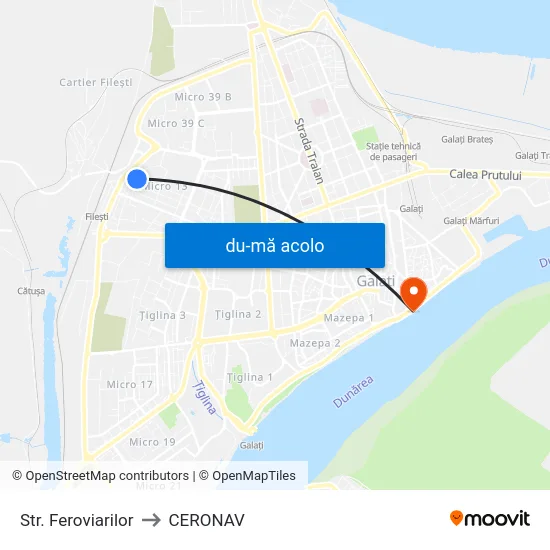Harta de Str. Feroviarilor către CERONAV