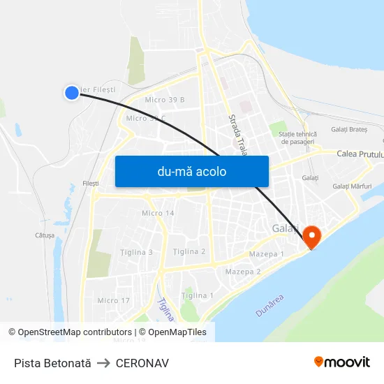 Harta de Pista Betonată către CERONAV