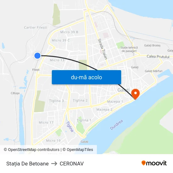 Harta de Stația De Betoane către CERONAV