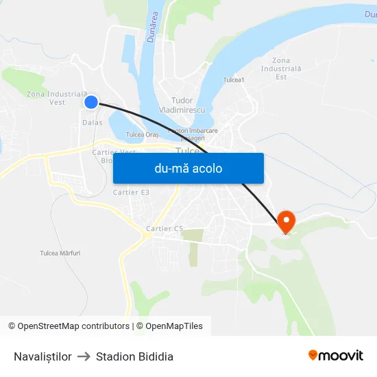 Harta de Navaliștilor către Stadion Bididia