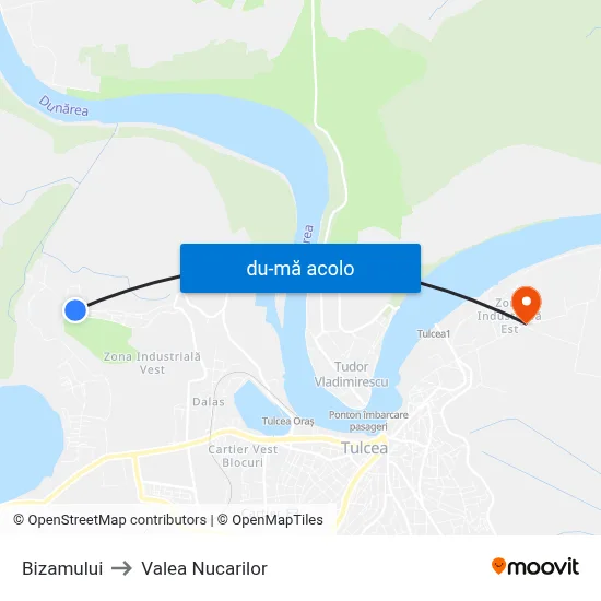 Harta de Bizamului către Valea Nucarilor