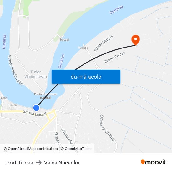 Harta de Port Tulcea către Valea Nucarilor