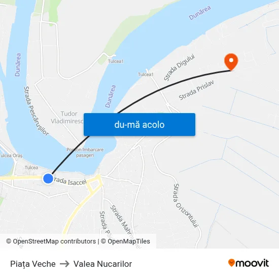 Harta de Piața Veche către Valea Nucarilor