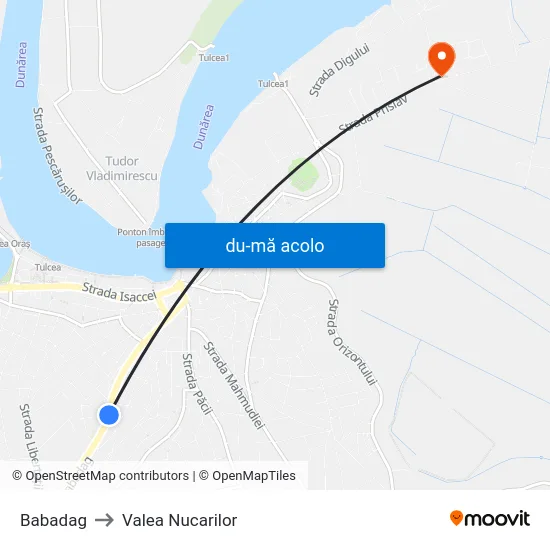 Harta de Babadag către Valea Nucarilor