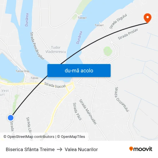 Harta de Biserica Sfânta Treime către Valea Nucarilor