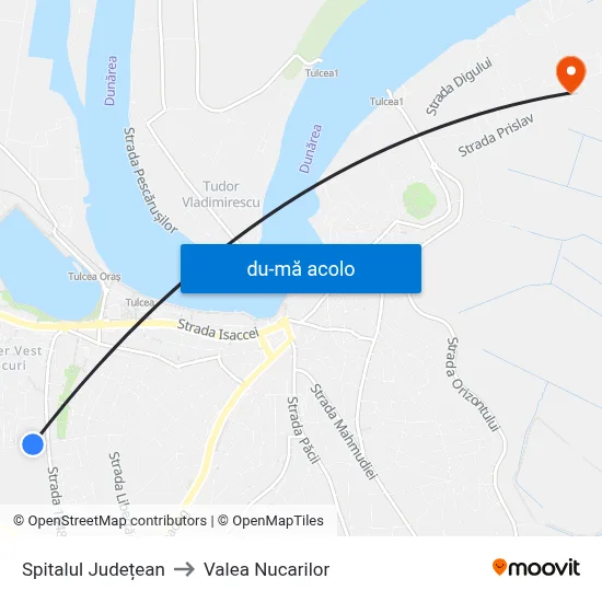 Harta de Spitalul Județean către Valea Nucarilor