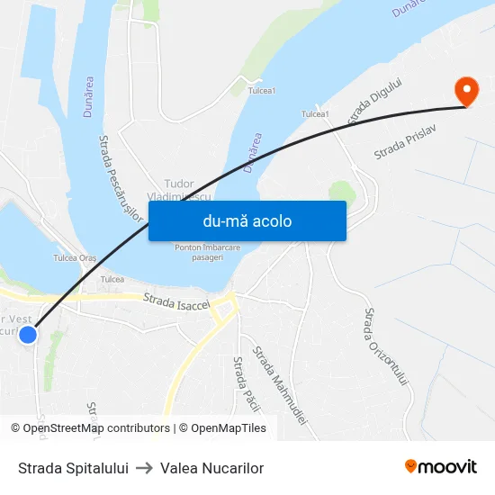 Harta de Strada Spitalului către Valea Nucarilor