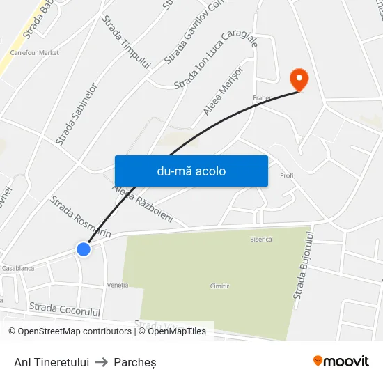 Harta de Anl Tineretului către Parcheș