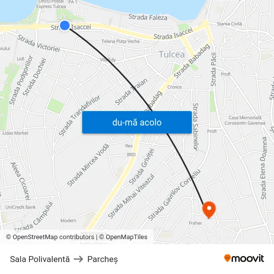 Harta de Sala Polivalentă către Parcheș