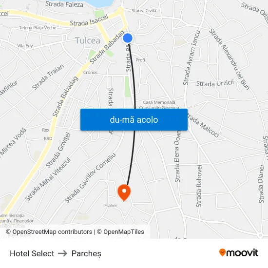 Harta de Hotel Select către Parcheș