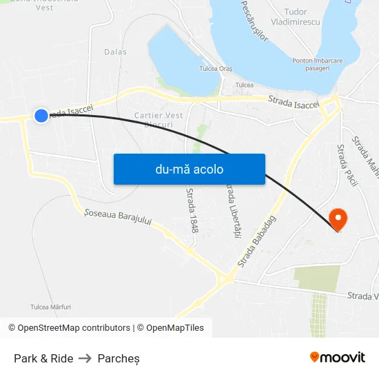 Harta de Park & Ride către Parcheș