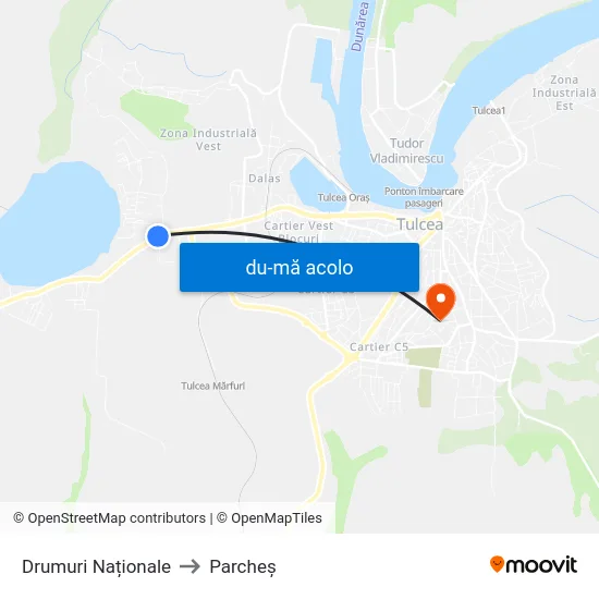 Harta de Drumuri Naționale către Parcheș