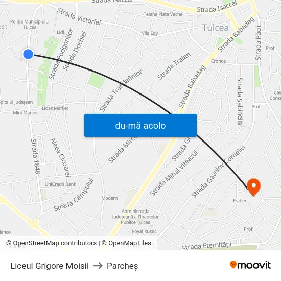 Harta de Liceul Grigore Moisil către Parcheș