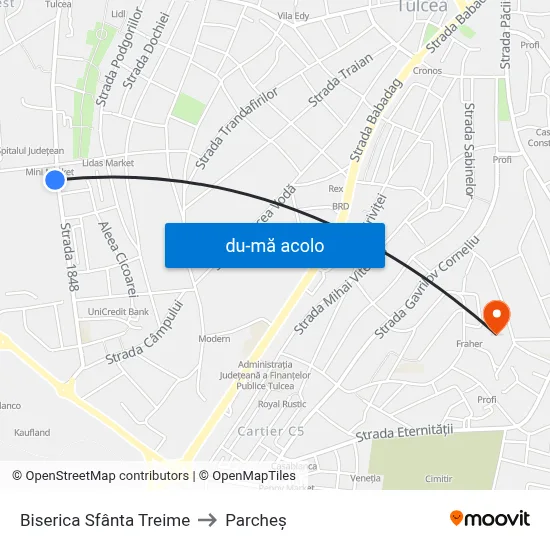 Harta de Biserica Sfânta Treime către Parcheș