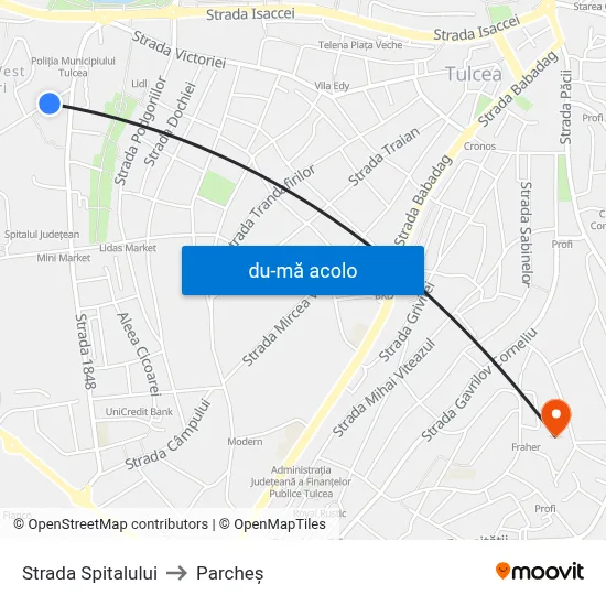 Harta de Strada Spitalului către Parcheș