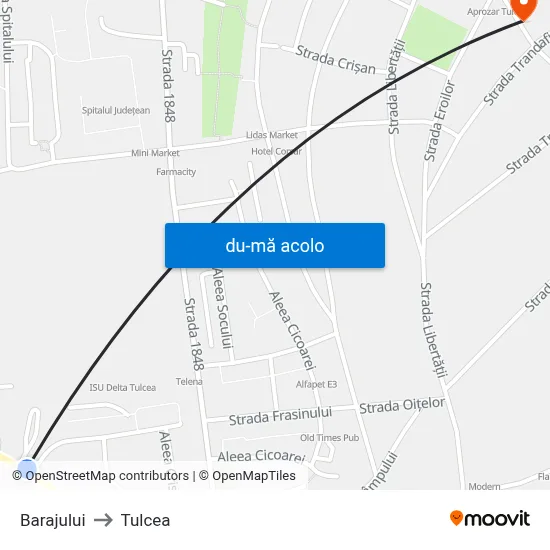 Harta de Barajului către Tulcea