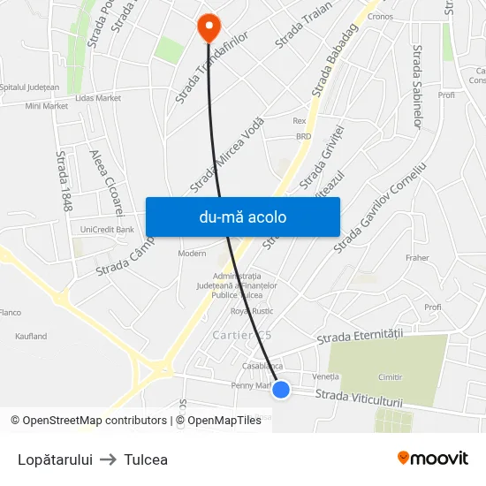 Harta de Lopătarului către Tulcea