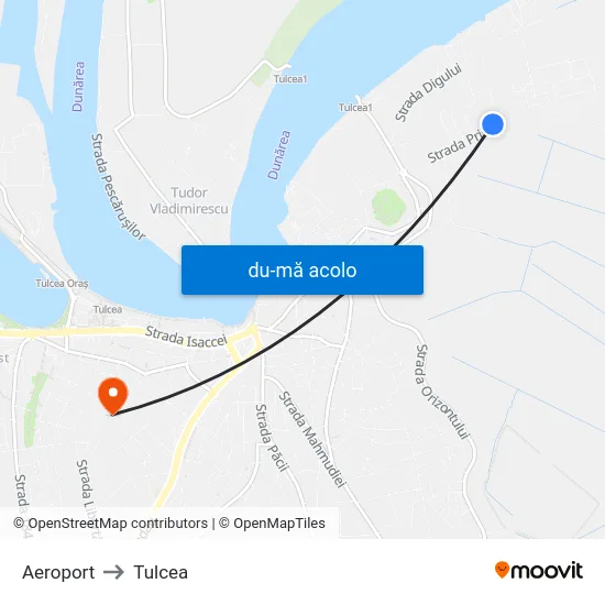 Harta de Aeroport către Tulcea