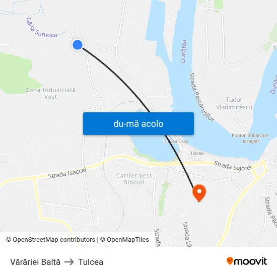 Harta de Vărăriei Baltă către Tulcea