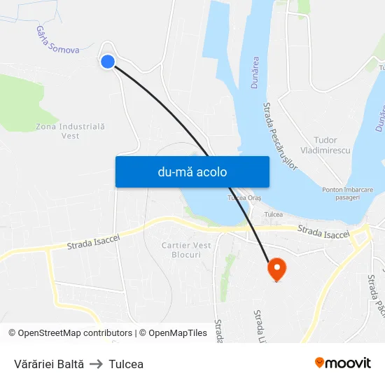 Harta de Vărăriei Baltă către Tulcea