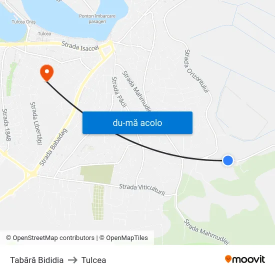 Harta de Tabără Bididia către Tulcea