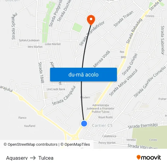 Harta de Aquaserv către Tulcea