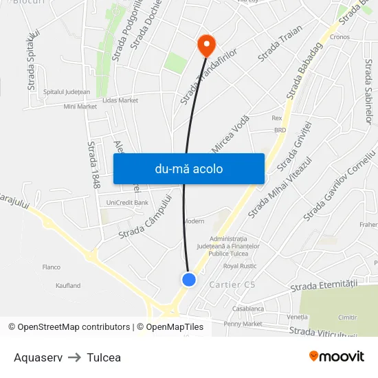 Harta de Aquaserv către Tulcea