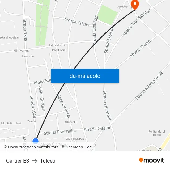 Harta de Cartier E3 către Tulcea