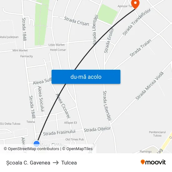 Harta de Școala C. Gavenea către Tulcea