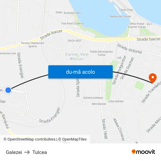 Harta de Galezei către Tulcea