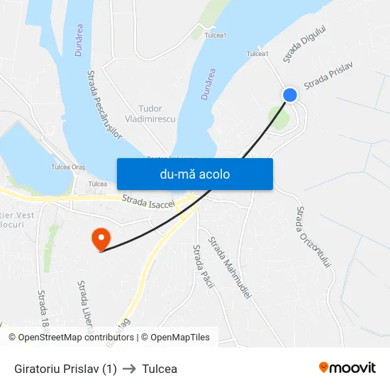 Harta de Giratoriu Prislav (1) către Tulcea