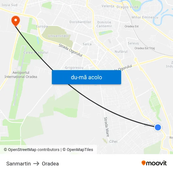 Harta de Sanmartin către Oradea