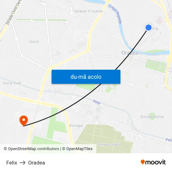 Harta de Felix către Oradea