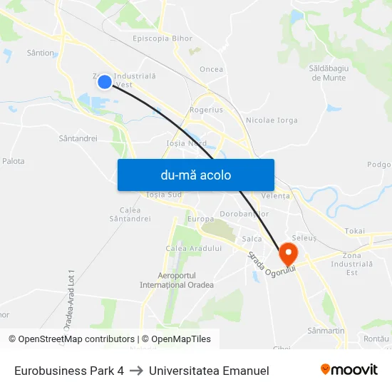Harta de Eurobusiness Park 4 către Universitatea Emanuel